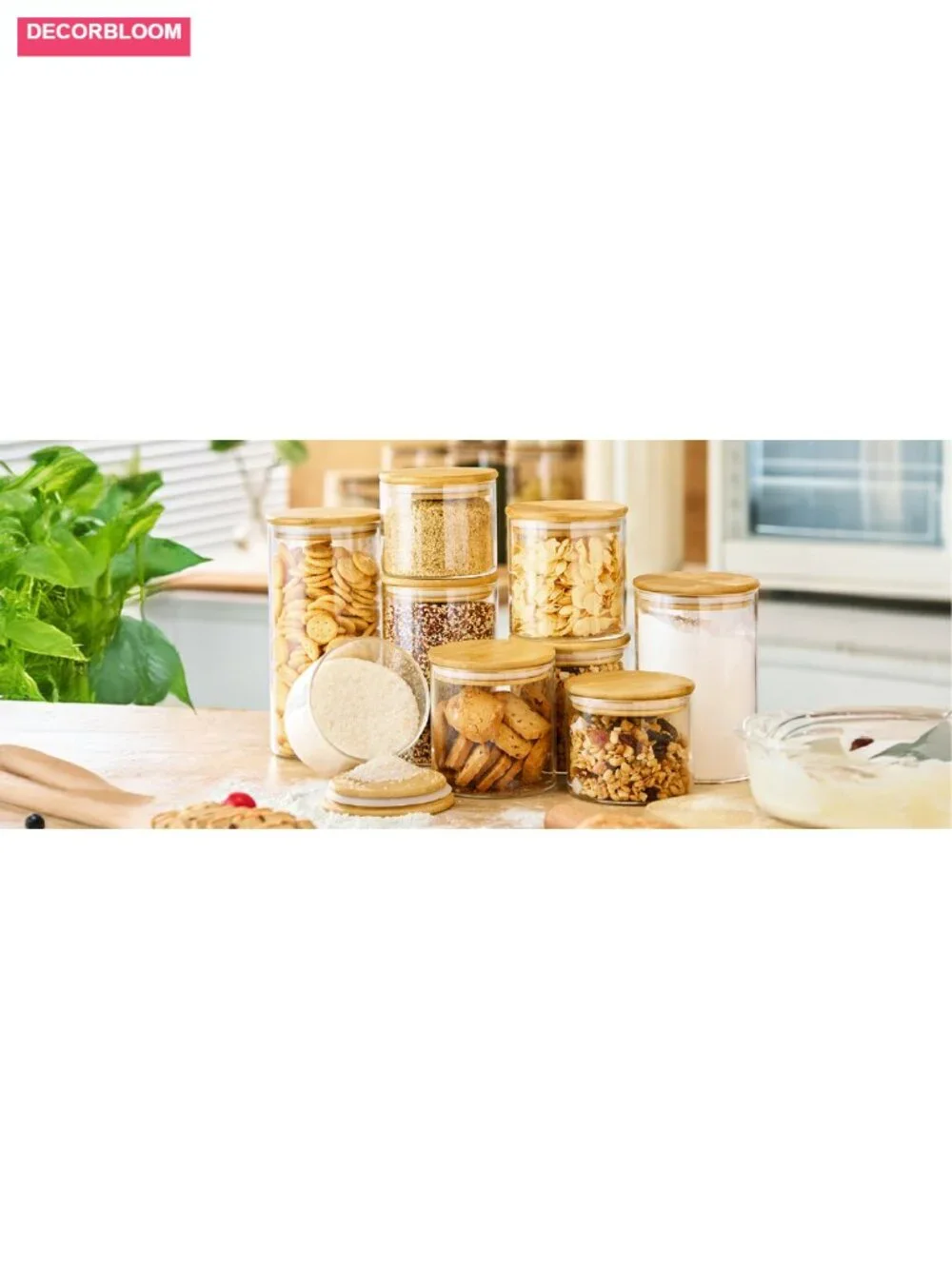 4 Pack 17oz Glass Jars with Bamboo Lids, Airtight Food Storage Containers